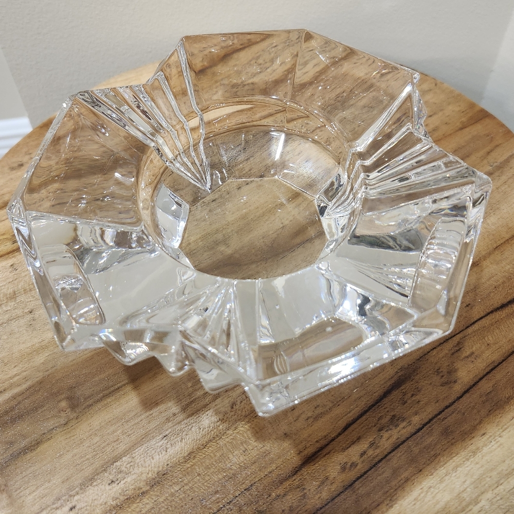 LENOX Ovations Crystal Pillar Candle Holder Fits 3” Candle 6.5" diameter